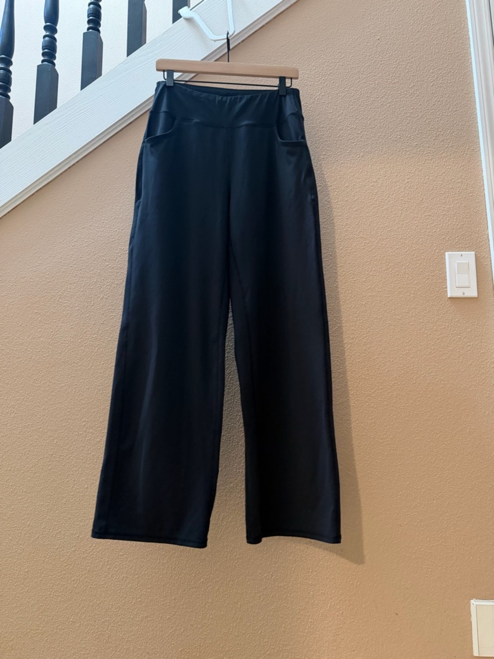 Classic Black Wide-Leg Pull-On Pants